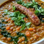 Homemade Lentil & Sausage Soup with Greens recipe photo