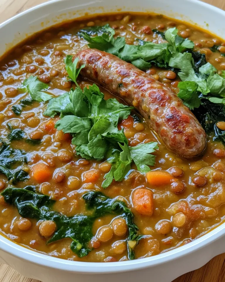 Homemade Lentil & Sausage Soup with Greens recipe photo