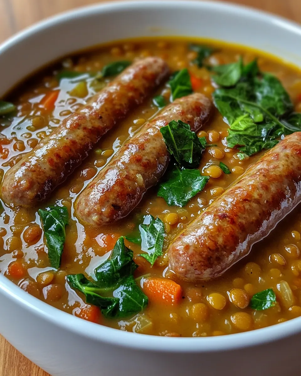 Classic Lentil & Sausage Soup with Greens dish photo