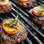 Homemade Beef Chops with Grilled Peaches photo
