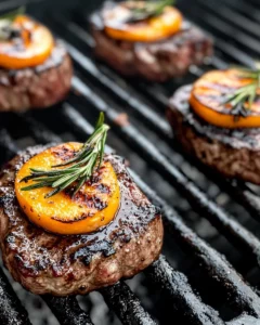 Homemade Beef Chops with Grilled Peaches photo