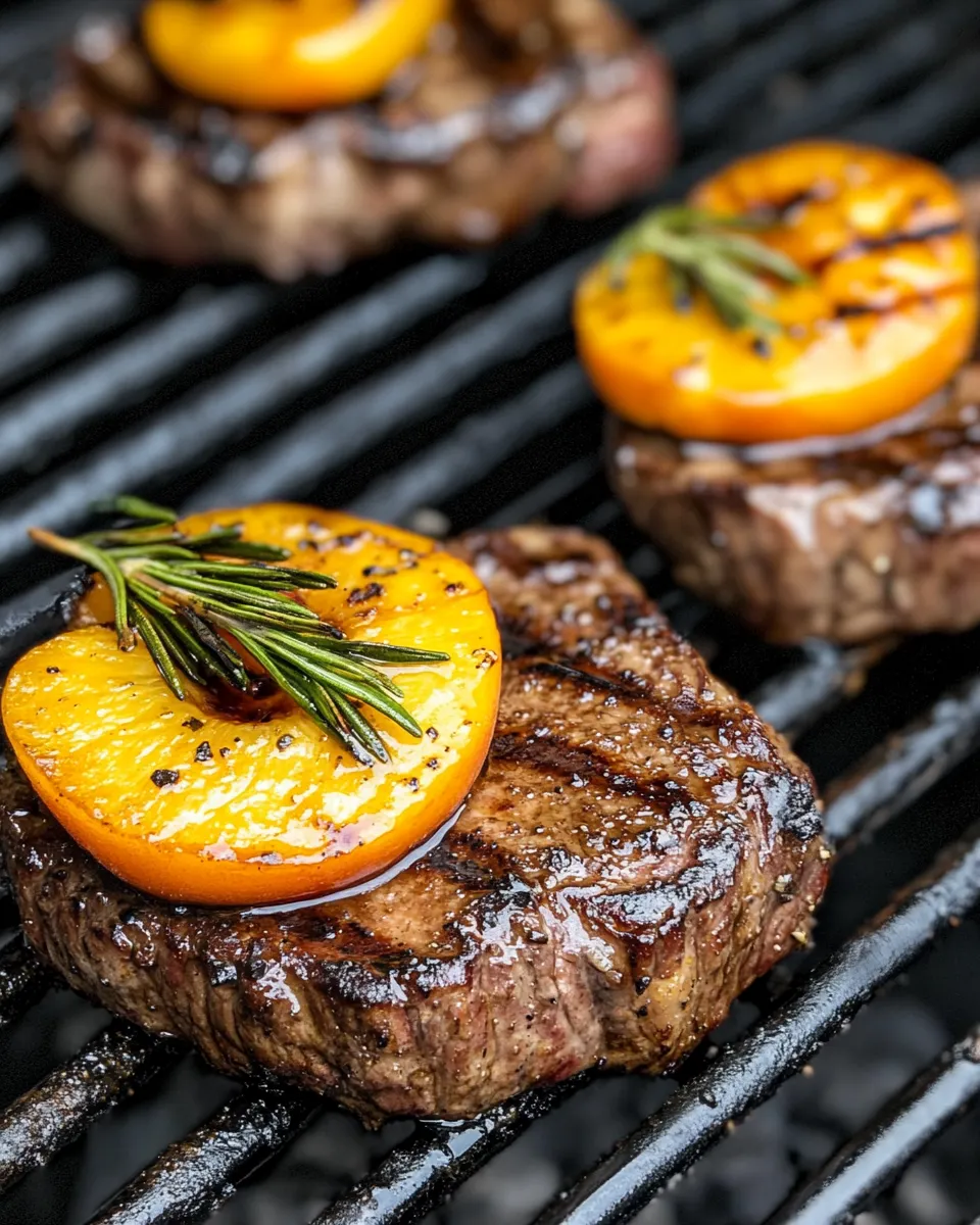 Classic Beef Chops with Grilled Peaches image