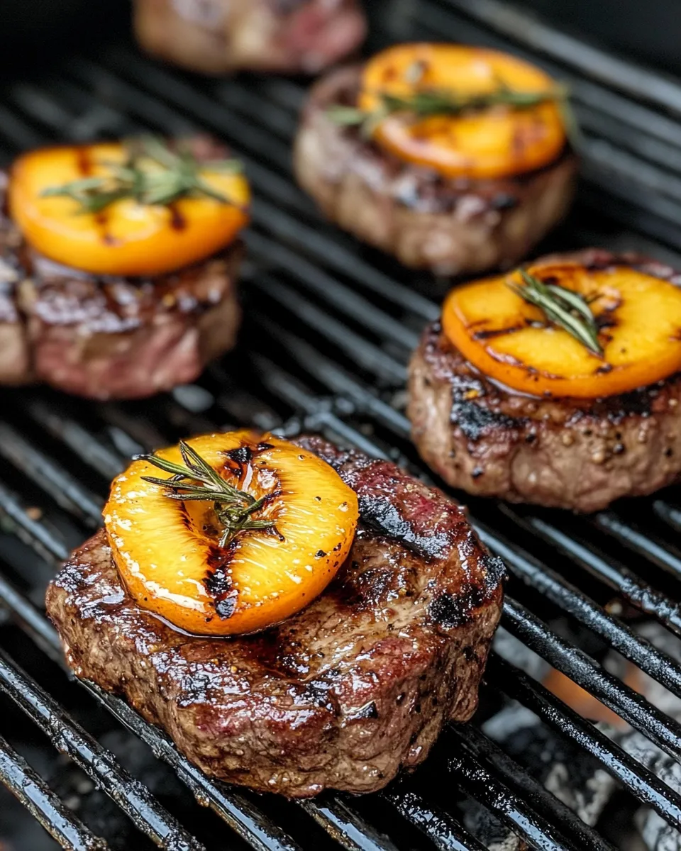 Easy Beef Chops with Grilled Peaches recipe photo