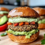 Homemade Black Bean Burgers with Avocado Crema recipe photo