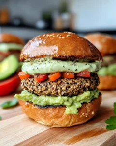 Homemade Black Bean Burgers with Avocado Crema recipe photo
