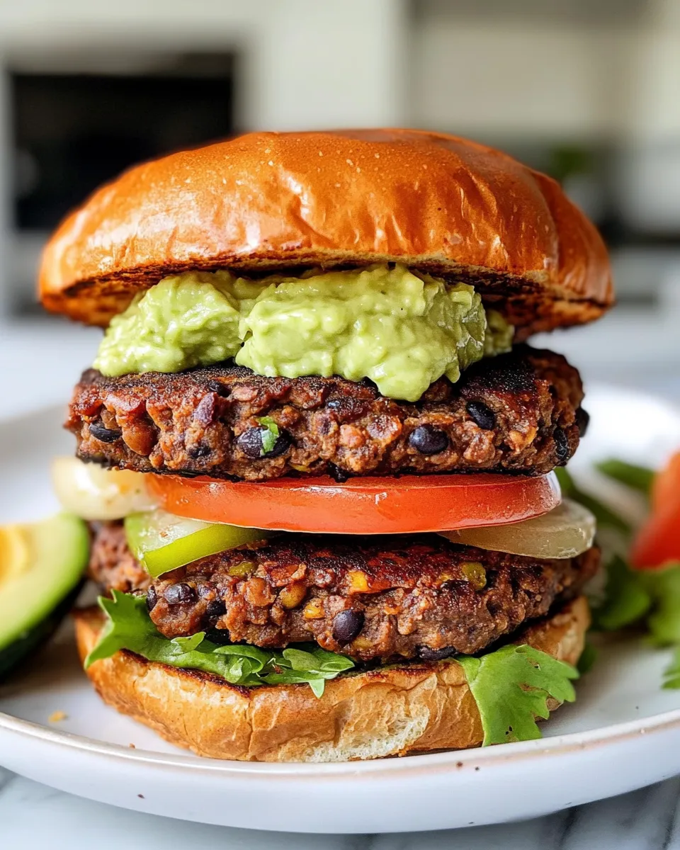 Delicious Black Bean Burgers with Avocado Crema plate image