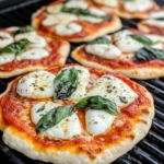 Delicious Margherita Pizza on the Grill food shot