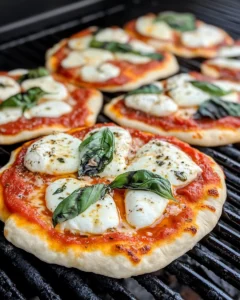 Delicious Margherita Pizza on the Grill food shot