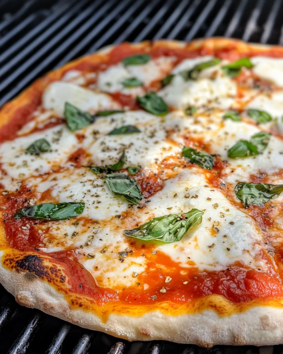 Homemade Margherita Pizza on the Grill dish photo