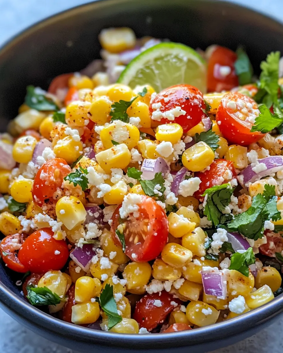 Easy Mexican Street Corn Salad food shot