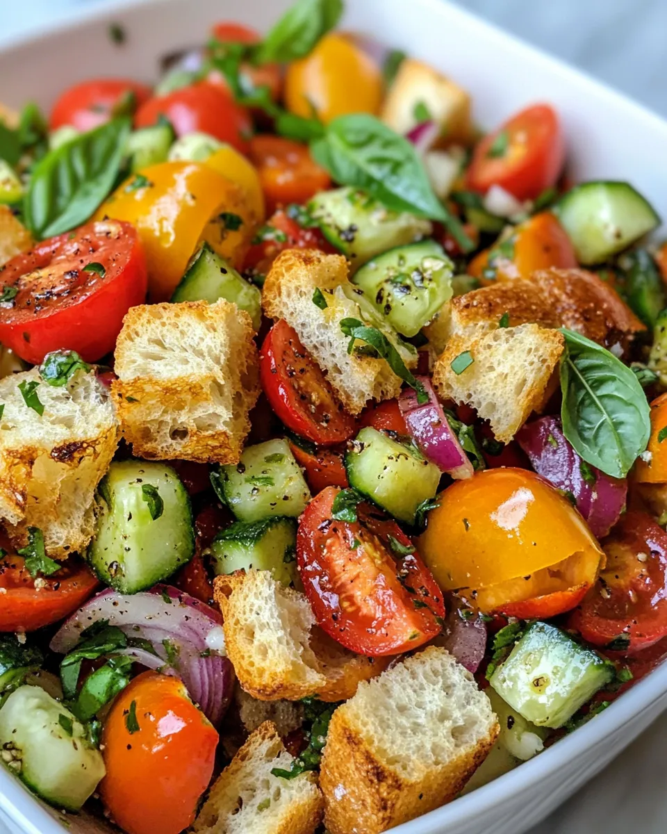 Delicious Panzanella Salad with Heirloom Tomatoes plate image