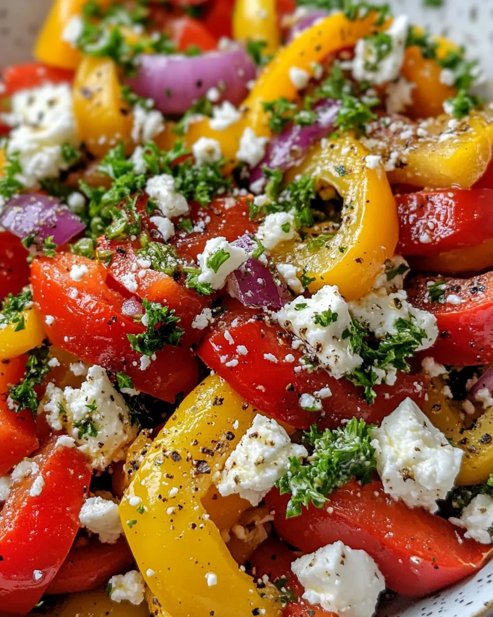 Easy Roasted Pepper and Feta Salad food shot