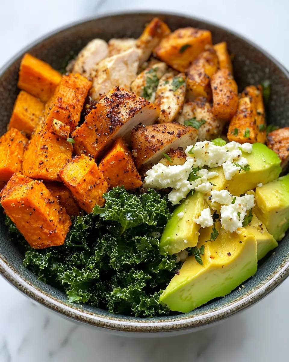 Easy Roasted Sweet Potato and Kale Bowl food shot