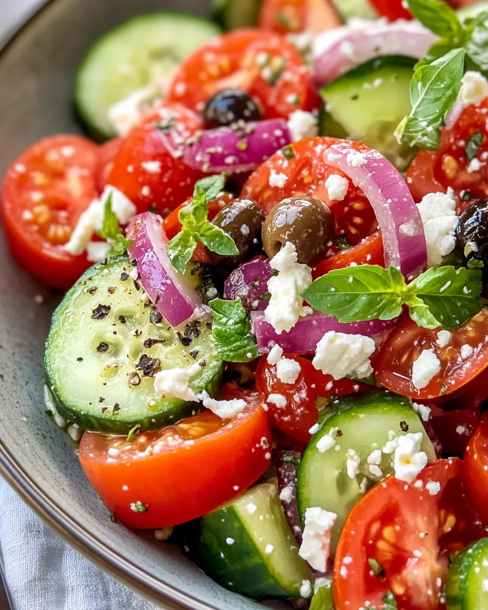 Classic Tomato and Cucumber Greek Salad dish photo