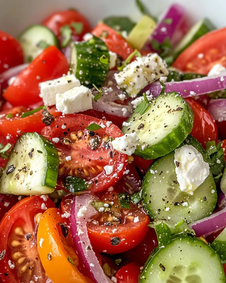 Easy Tomato and Cucumber Greek Salad food shot