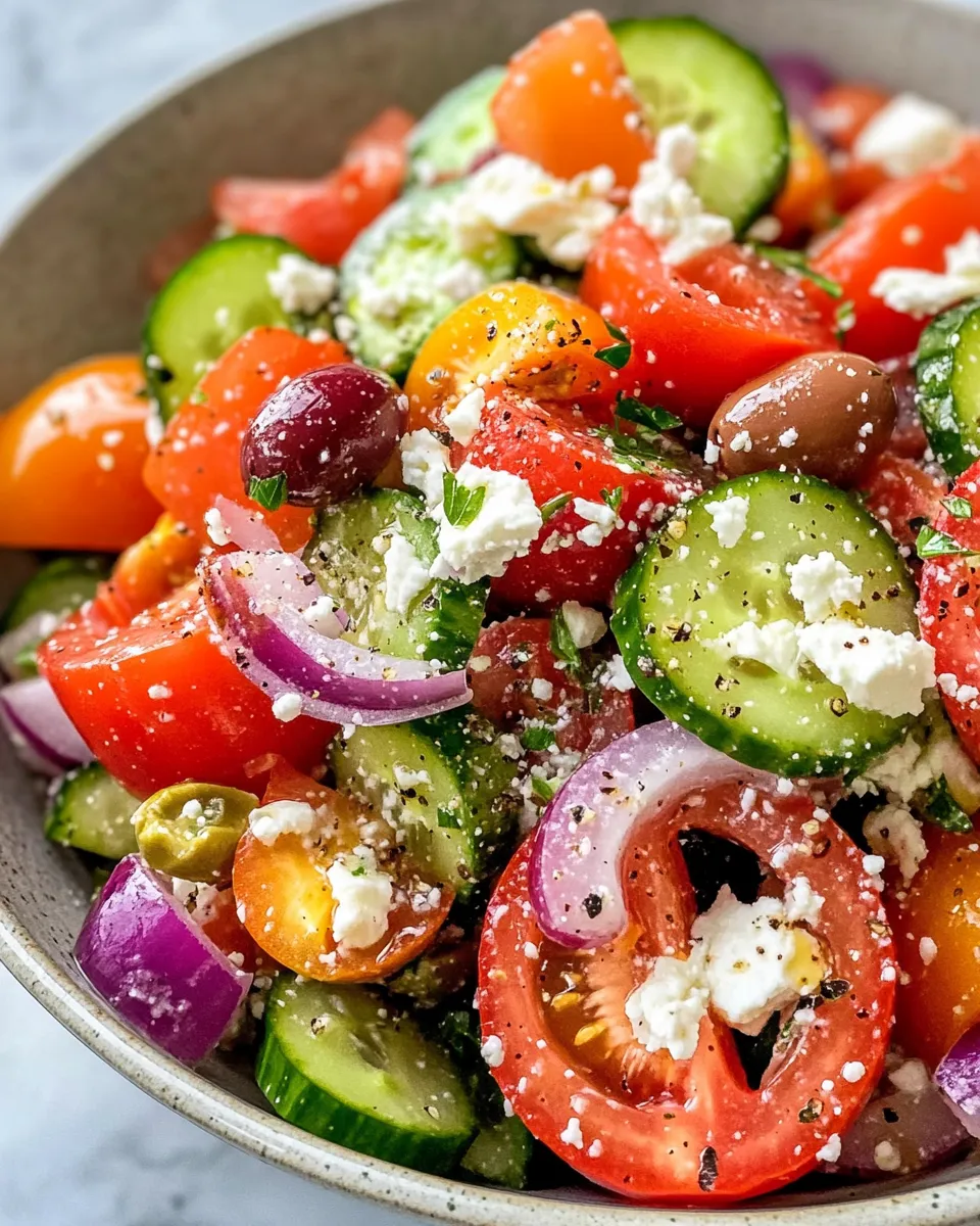 Delicious Tomato and Cucumber Greek Salad plate image