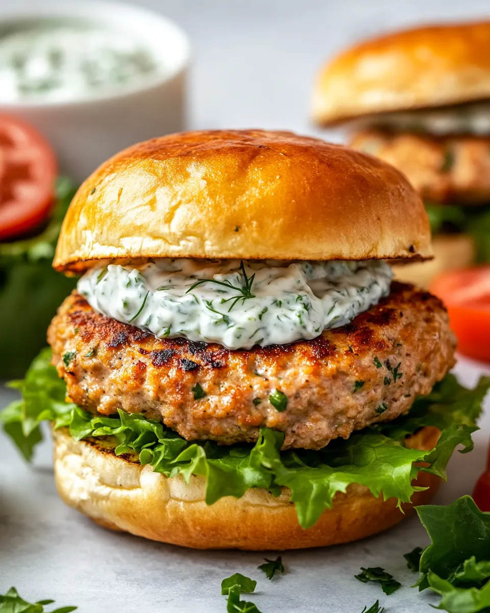 Easy Turkey Burgers with Tzatziki food shot