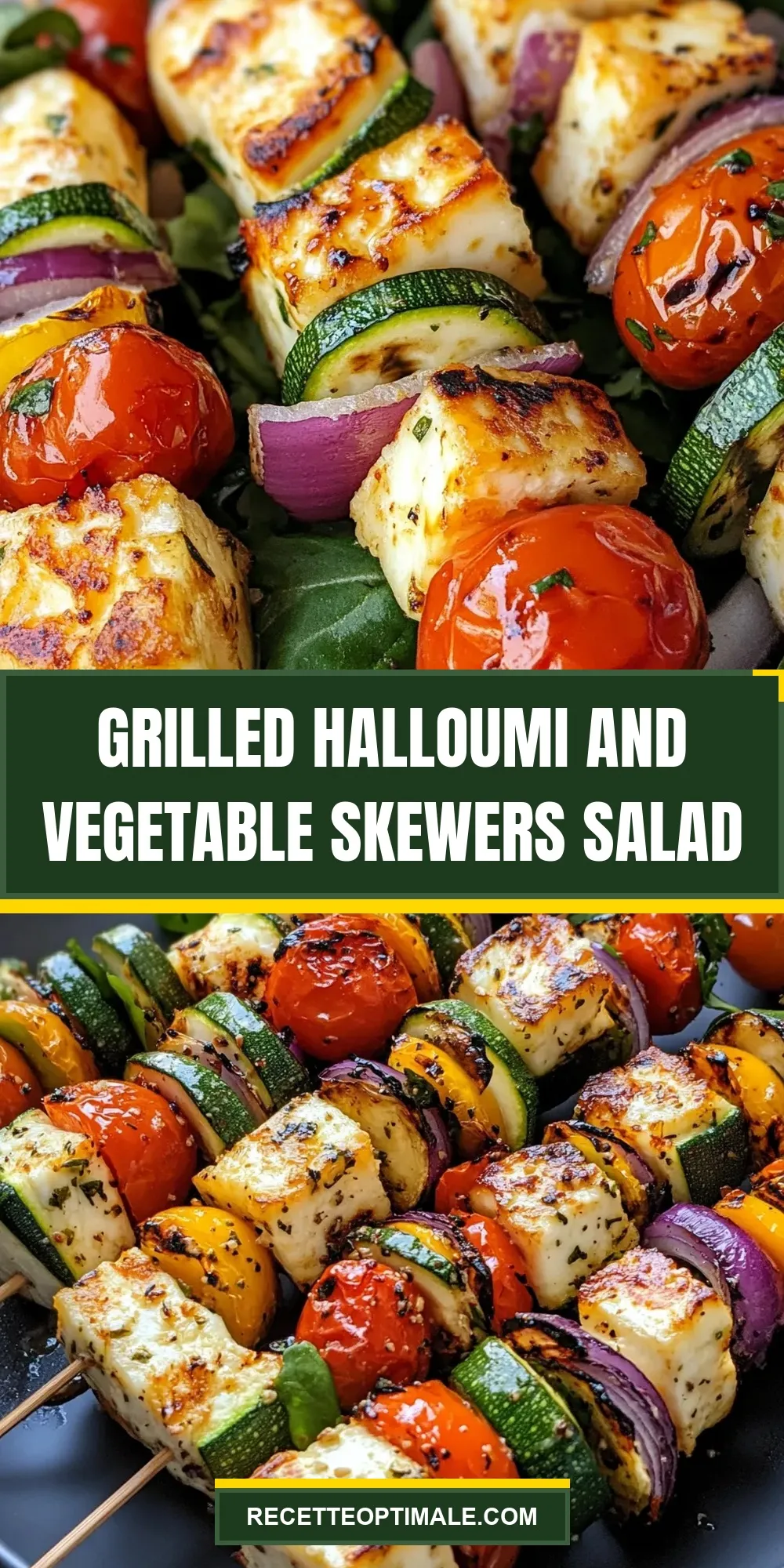 Flavorful Grilled Halloumi And Vegetable Skewers Salad