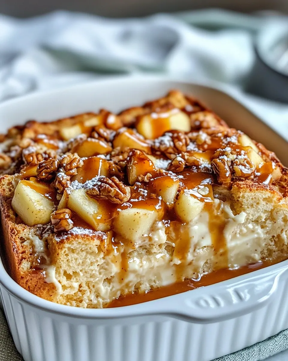 Homemade Apple Bread Pudding with Caramel Sauce recipe photo