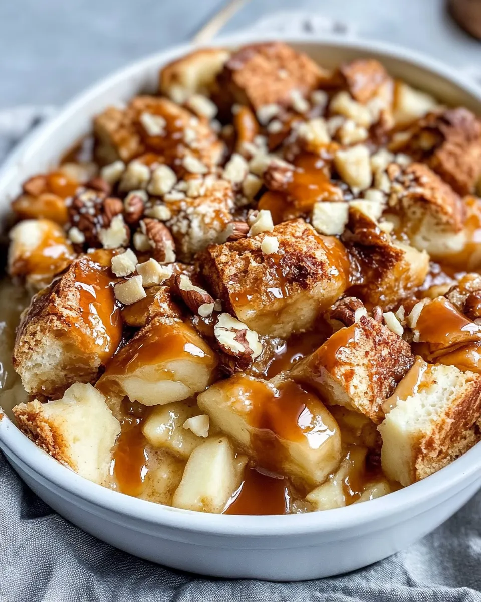 Delicious Apple Bread Pudding with Caramel Sauce image