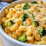 Homemade Cheesy Broccoli Cheddar Mac food shot