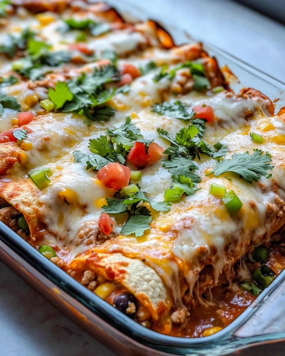 Easy Cheesy Chicken Enchilada Casserole food shot