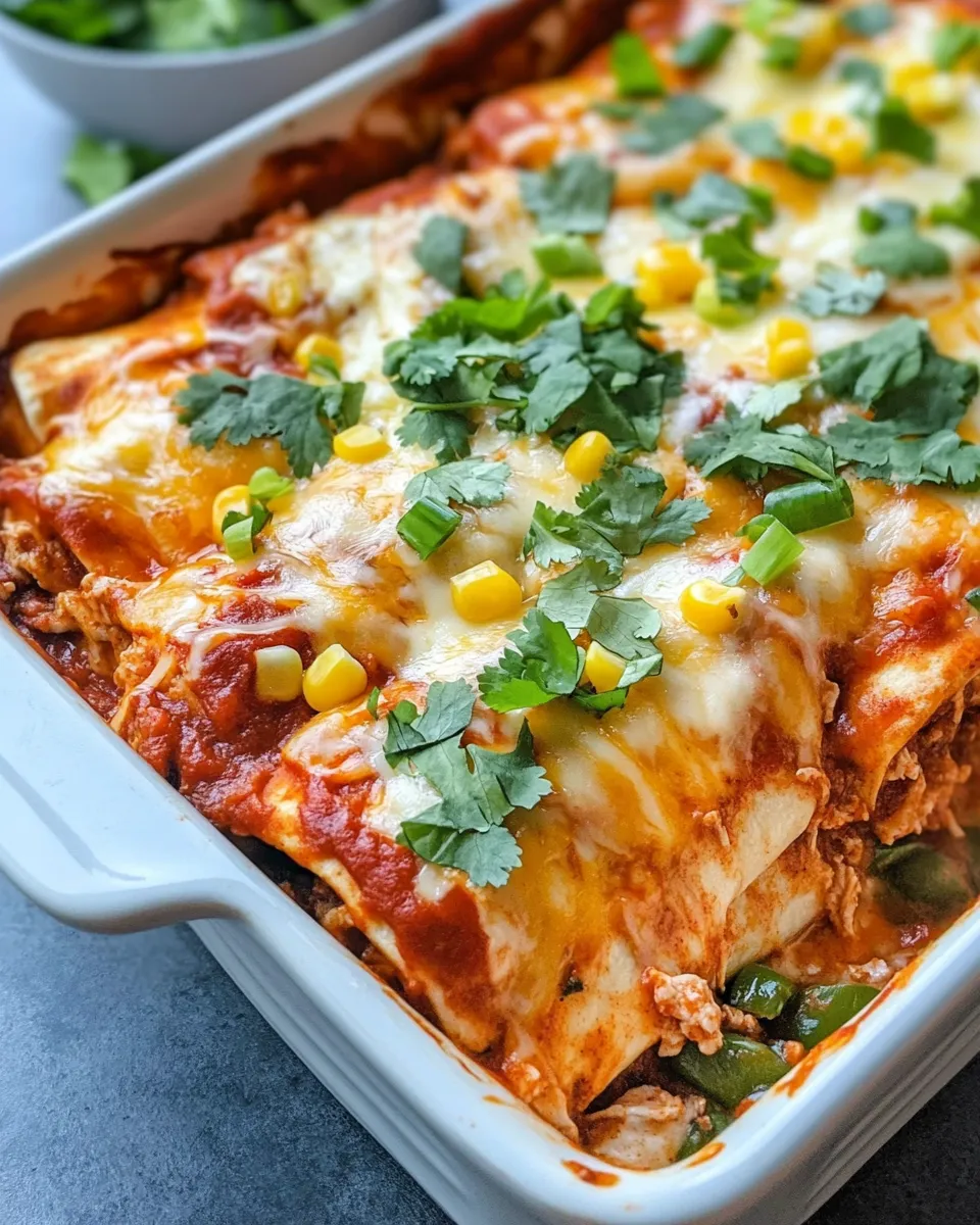 Delicious Cheesy Chicken Enchilada Casserole image