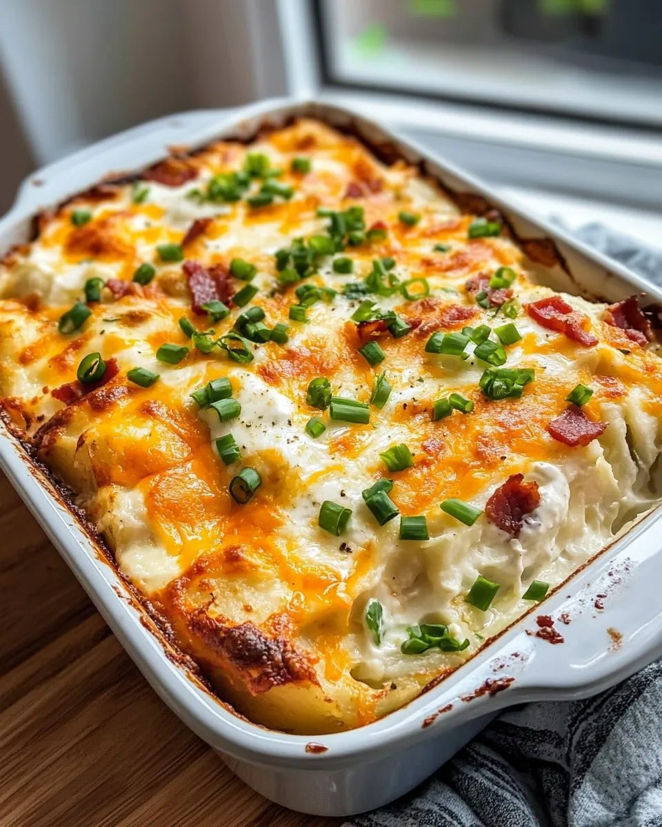 Classic Cheesy Loaded Baked Potato Casserole dish photo