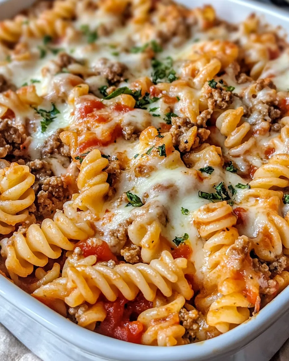 Delicious Cheesy Pizza Pasta Casserole dish photo