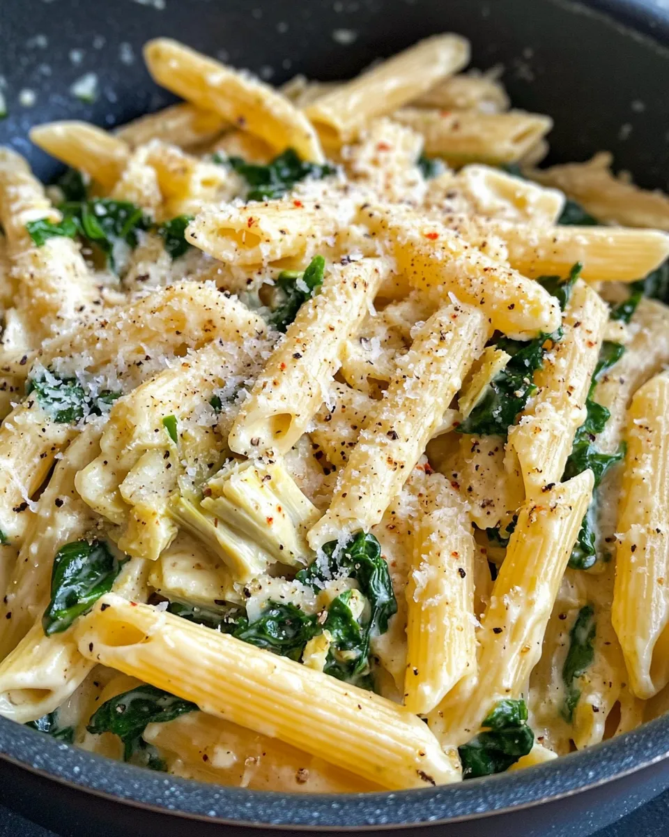 Classic Cheesy Spinach Artichoke Pasta image