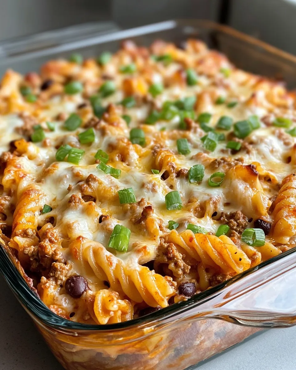Easy Cheesy Taco Pasta Bake food shot