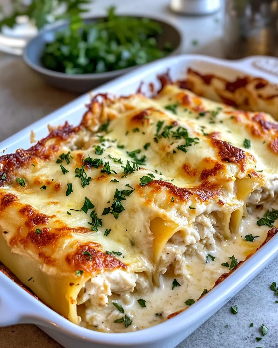 Easy Chicken Alfredo Lasagna Roll Ups food shot