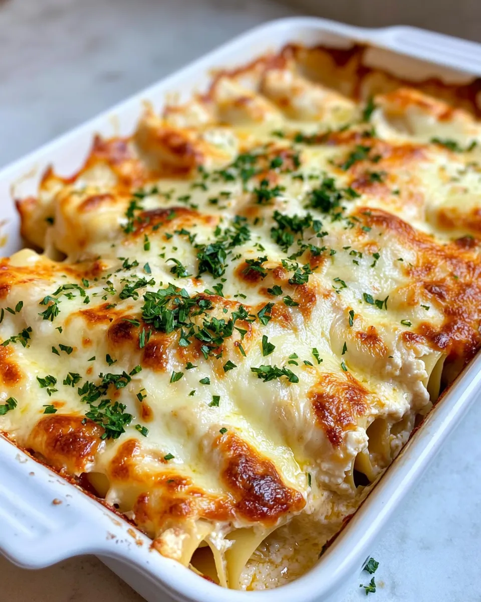 Delicious Chicken Alfredo Lasagna Roll Ups plate image
