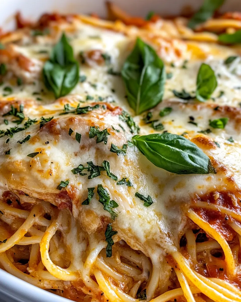 Classic Chicken Parmesan Spaghetti Bake photo