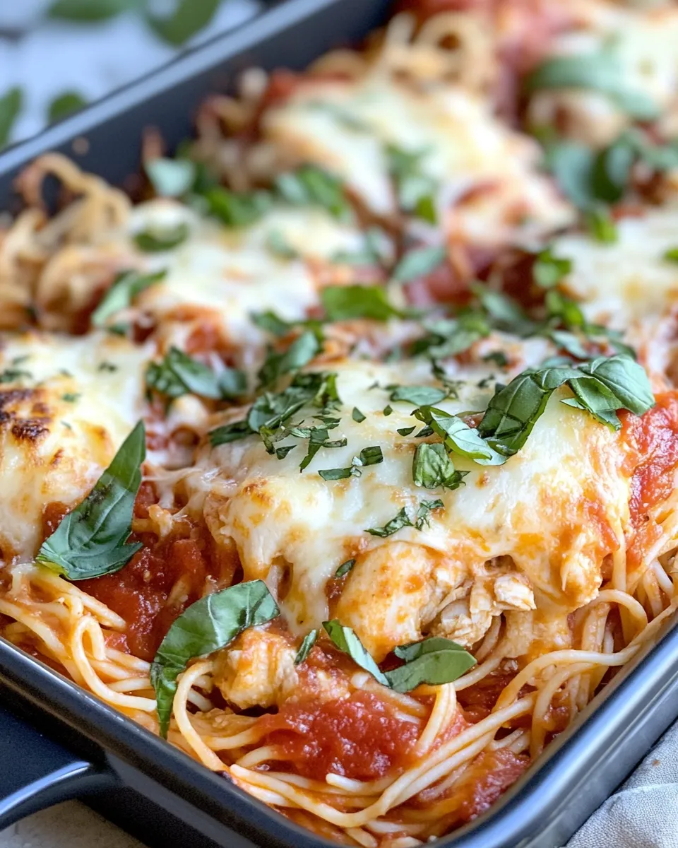 Easy Chicken Parmesan Spaghetti Bake recipe image