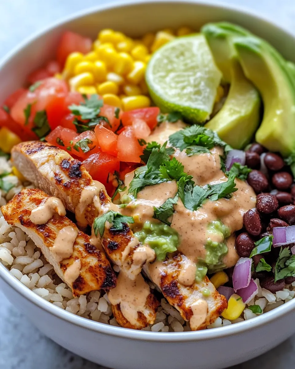 Delicious Chipotle Chicken Burrito Bowls shot