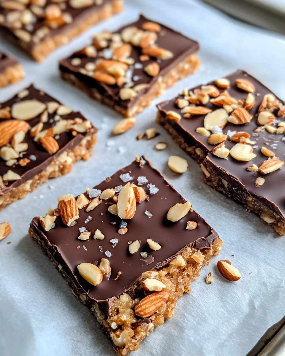 Easy Chocolate Almond Toffee Bark food shot