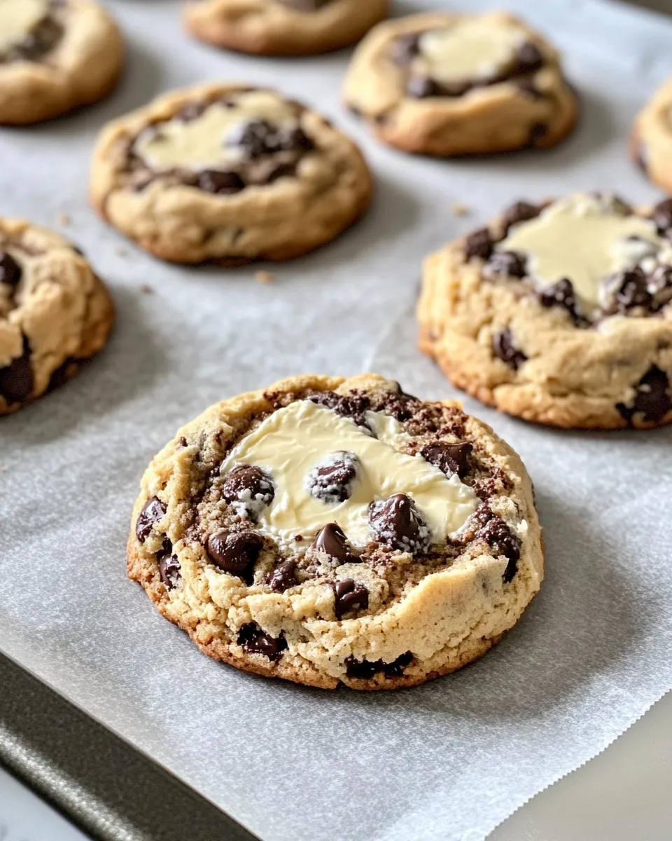 Easy Chocolate Chip Cheesecake Stuffed Cookies food shot