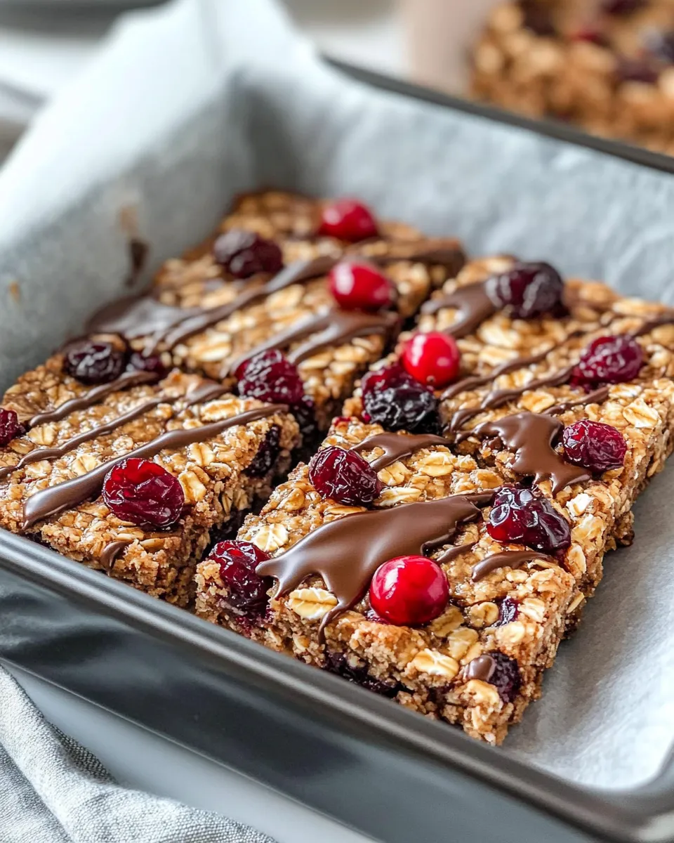Delicious Chocolate Covered Cranberry Oat Bars dish photo