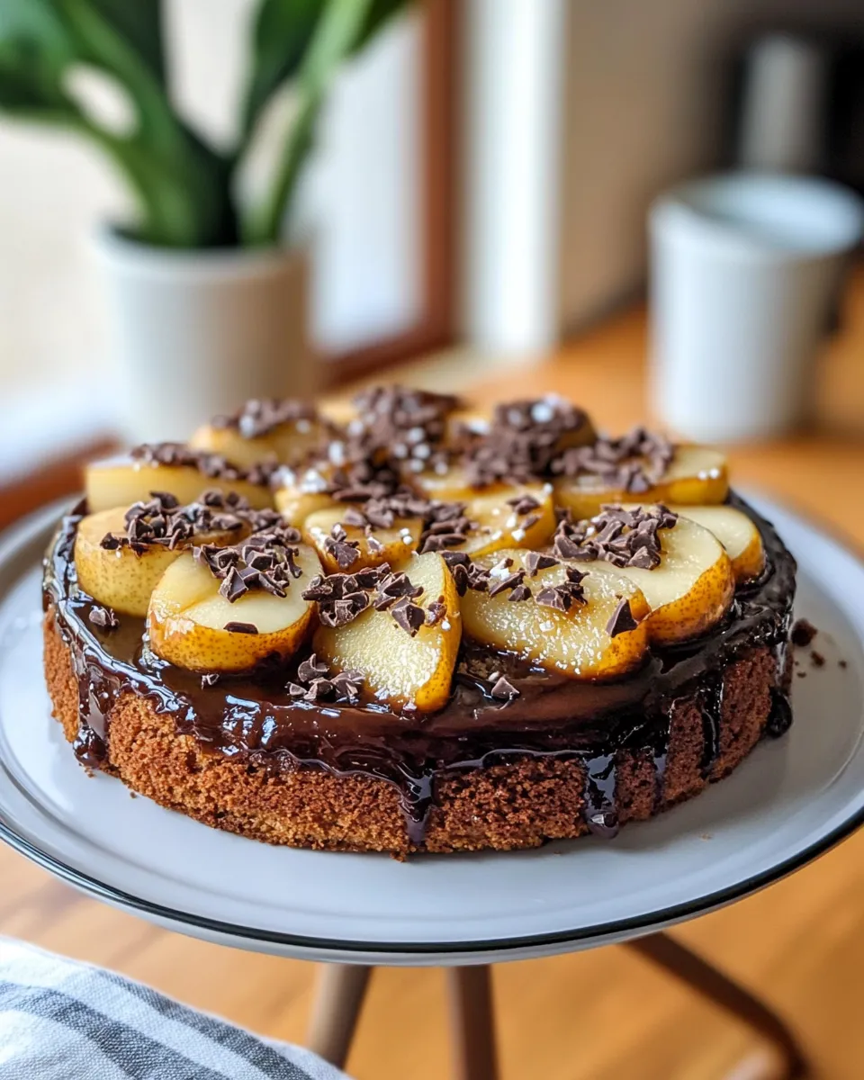 Classic Chocolate Ganache Pear Upside-Down Cake image