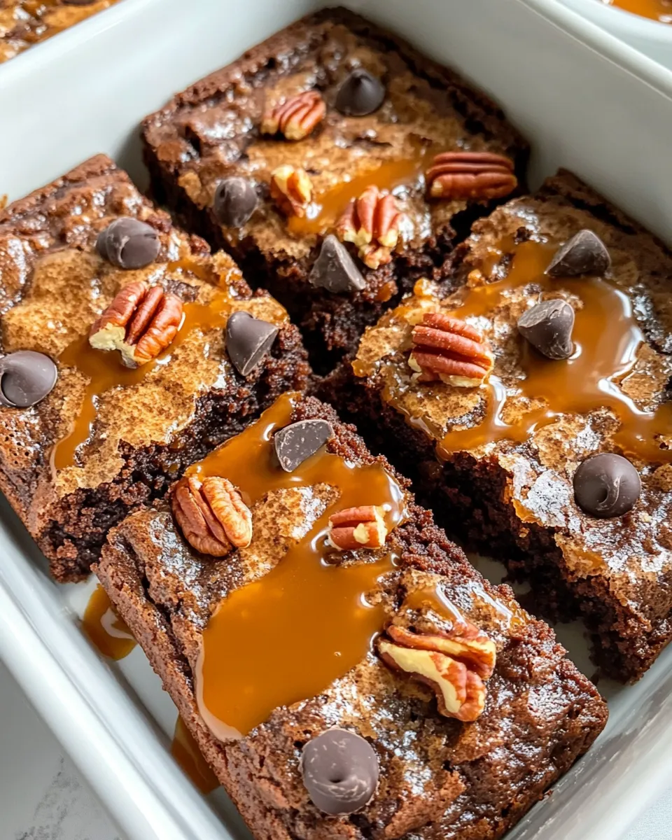 Homemade Chocolate Pecan Turtle Brownies photo