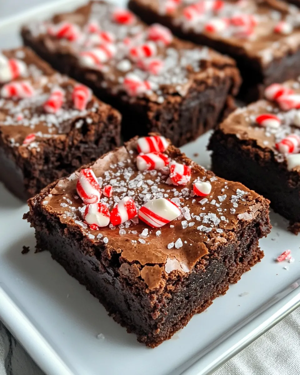 Easy Chocolate Peppermint Bark Brownies recipe image