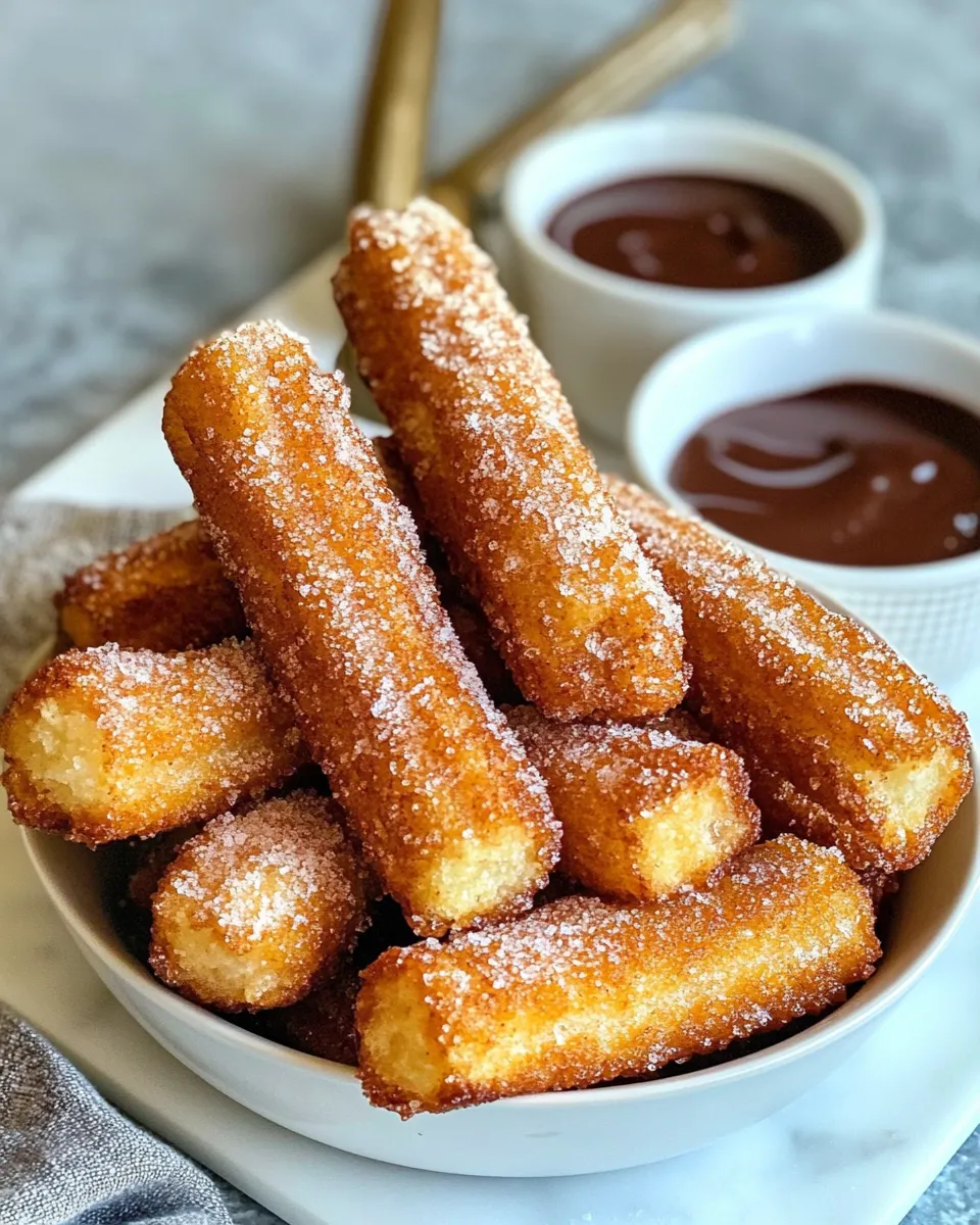 Easy Cinnamon Sugar Churros with Chocolate Sauce recipe photo