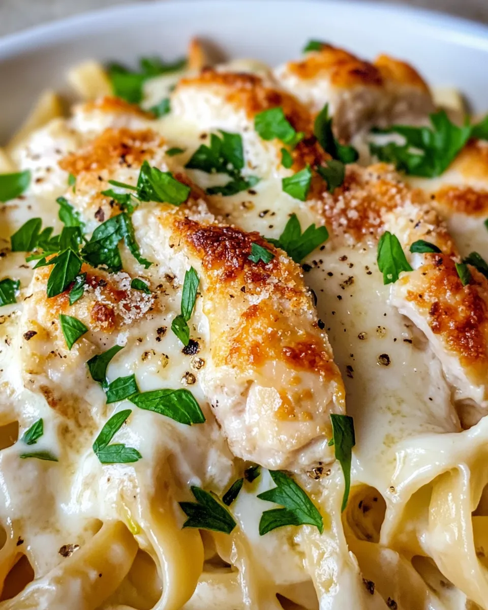Easy Creamy Alfredo Chicken Bake food shot