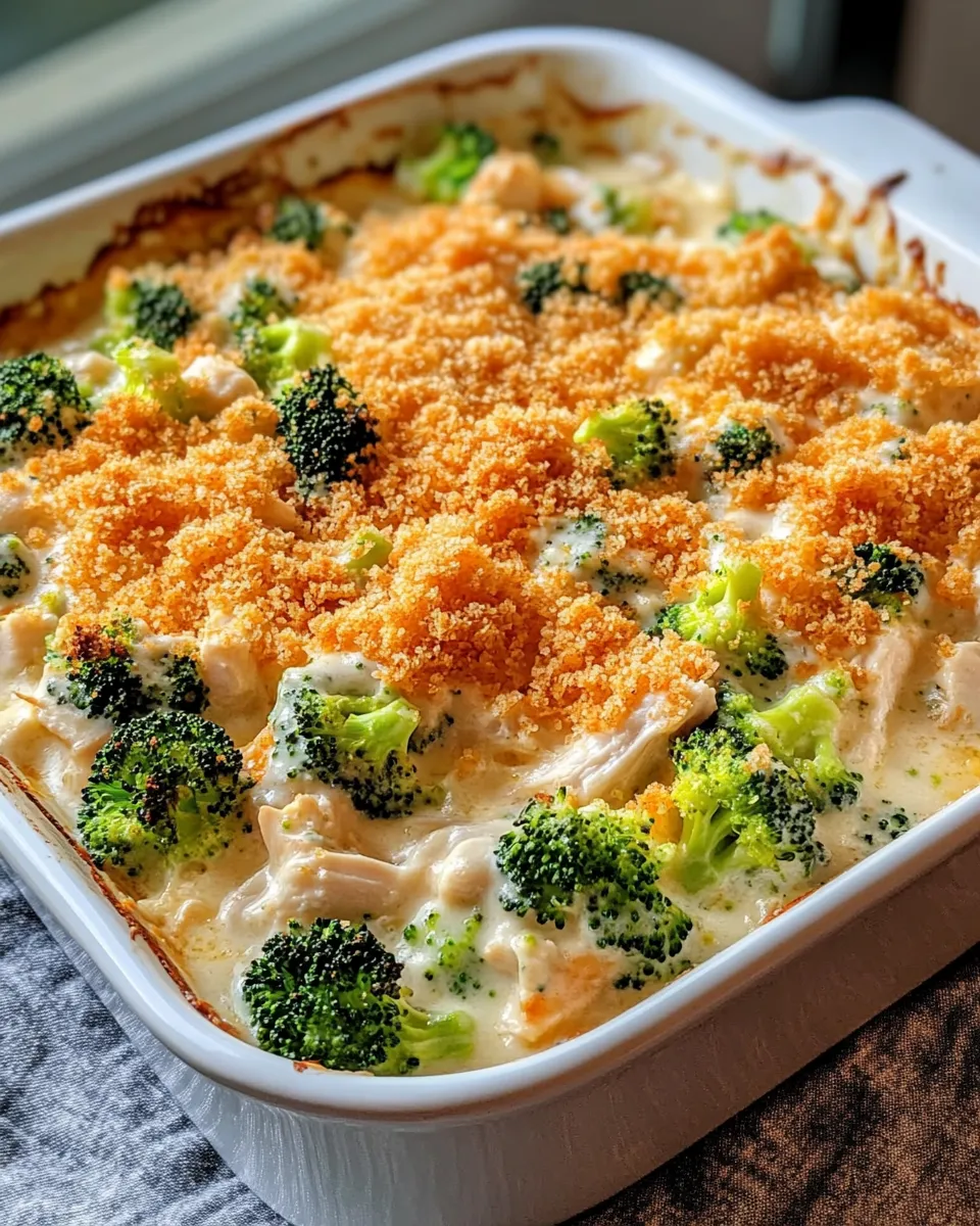 Easy Creamy Broccoli Chicken Casserole food shot