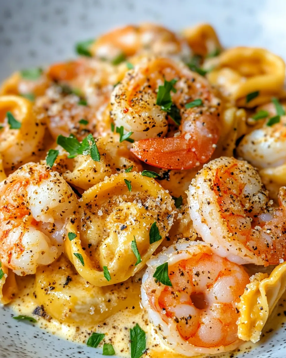 Easy Creamy Cajun Shrimp Tortellini food shot