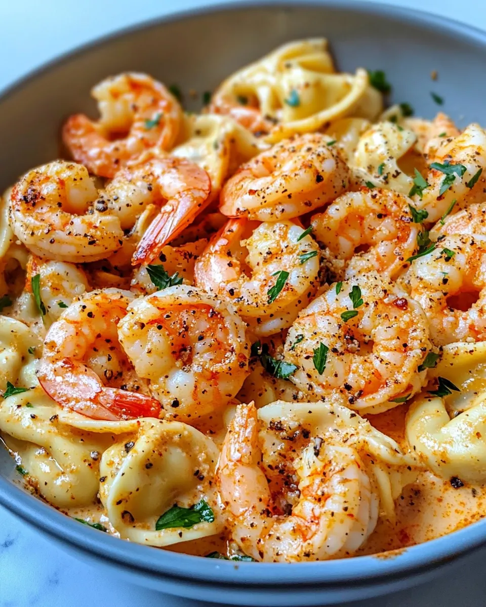 Delicious Creamy Cajun Shrimp Tortellini plate image