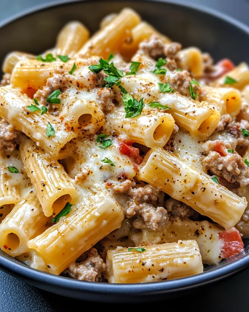 Easy Creamy Cajun Turkey Rigatoni food shot