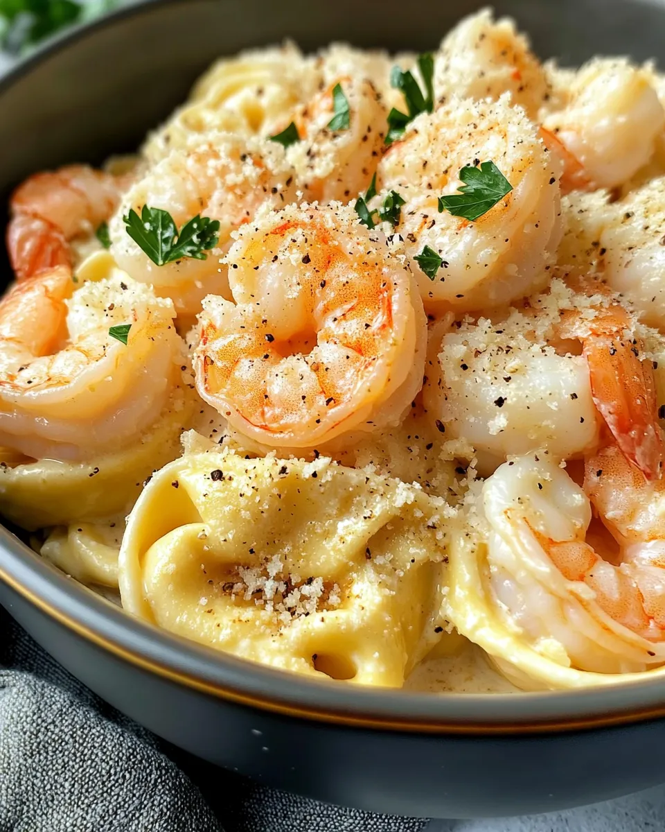 Delicious Creamy Garlic Shrimp Tortellini picture