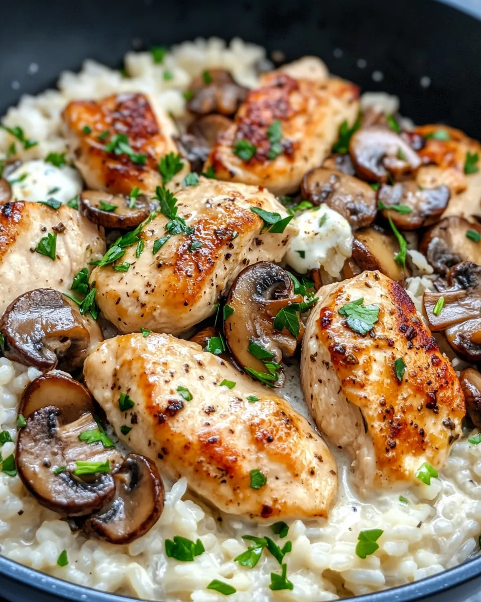 Homemade Creamy Mushroom Chicken and Rice photo